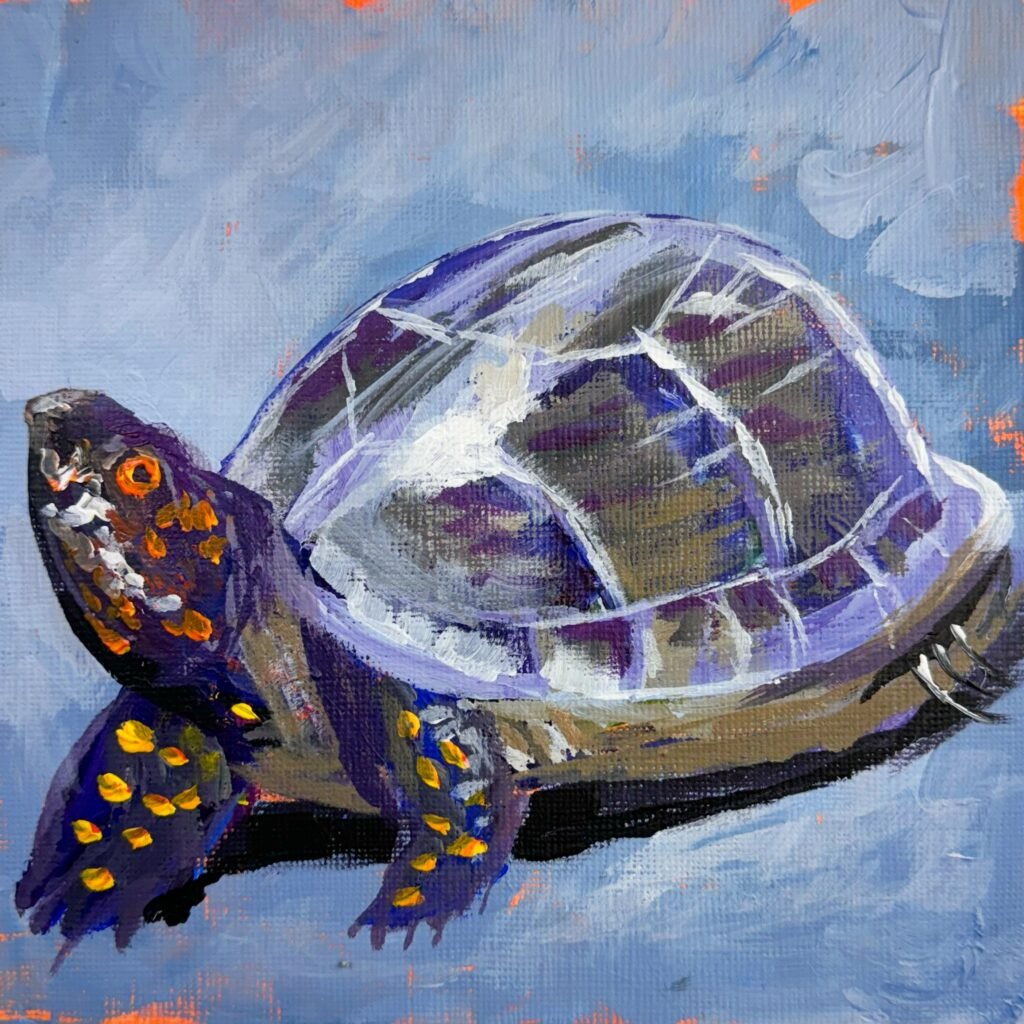 LP Gin's 6x6 Acrylic Painting Challenge 6x6 Week 24 Painting Turtle 1024x1024