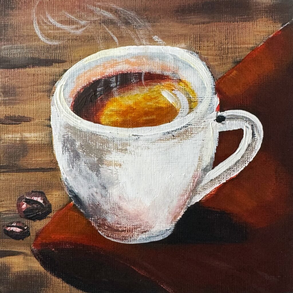 LP Gin's 6x6 Acrylic Painting Challenge 6x6 Week 32 Coffee Cup Painting 1024x1024