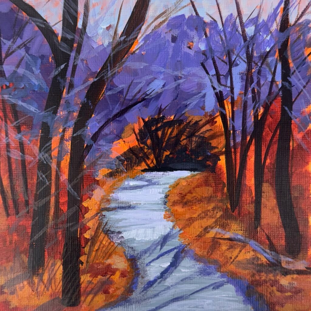 LP Gin's 6x6 Acrylic Painting Challenge 6x6 Week 34 Fallpathpainting 1024x1024